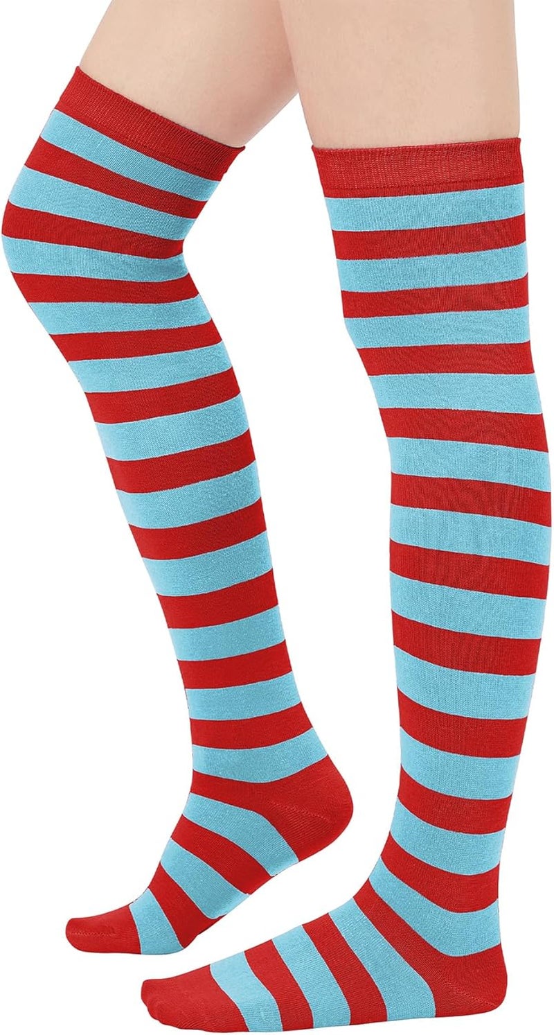 Zando Womens Thigh High Socks Striped High Knee Socks Knee High Socks for Cosplay Long Socks Over the Knee Leg Warmers - Image 1